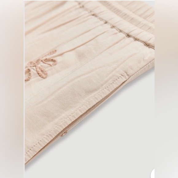 Zara Embroidered Floral Wide-Leg Pants Boho Scalloped Hem S - Picture 3 of 13